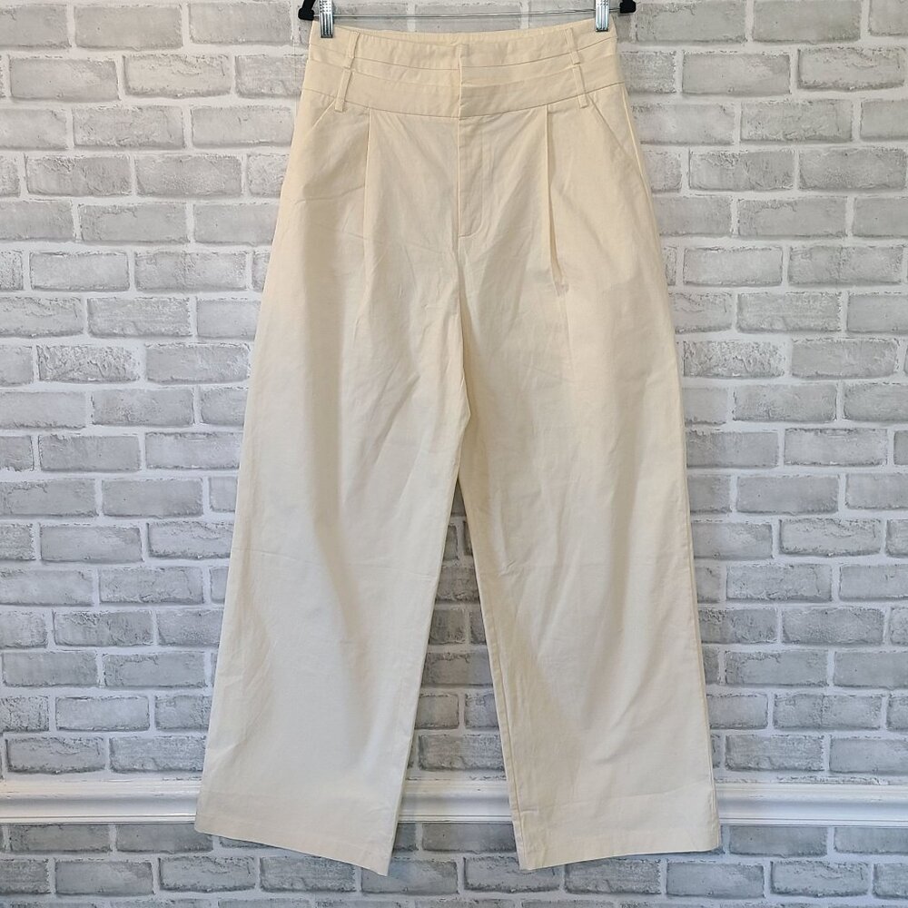 Revolve Line and Dot White Wide Leg Trouser Pants Casual Beach NEW L Luxury